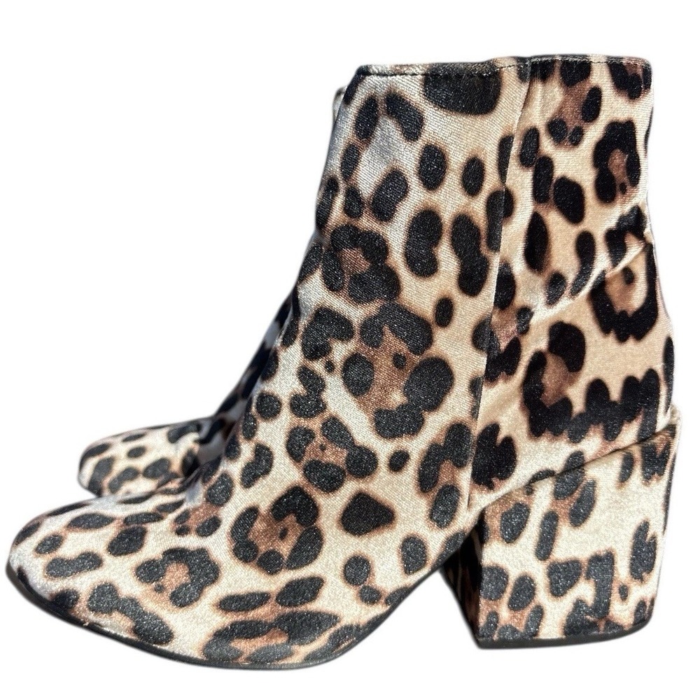 Madden Girl Leopard Print Ankle Boots Women's 6.5 Block 3" Heel Booties Fashion
